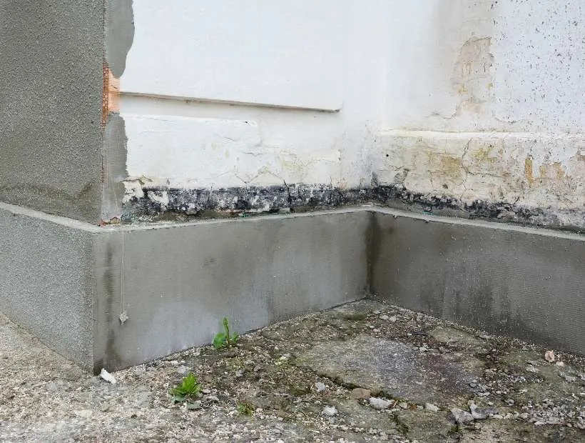 Parged foundation base with a sealed joint where it meets the wall above, foundation work by Sidewalk Repair Near Me in NYC